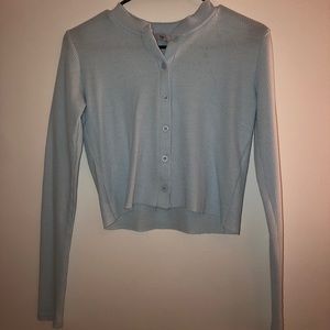 Adika Blue Cropped Button Up